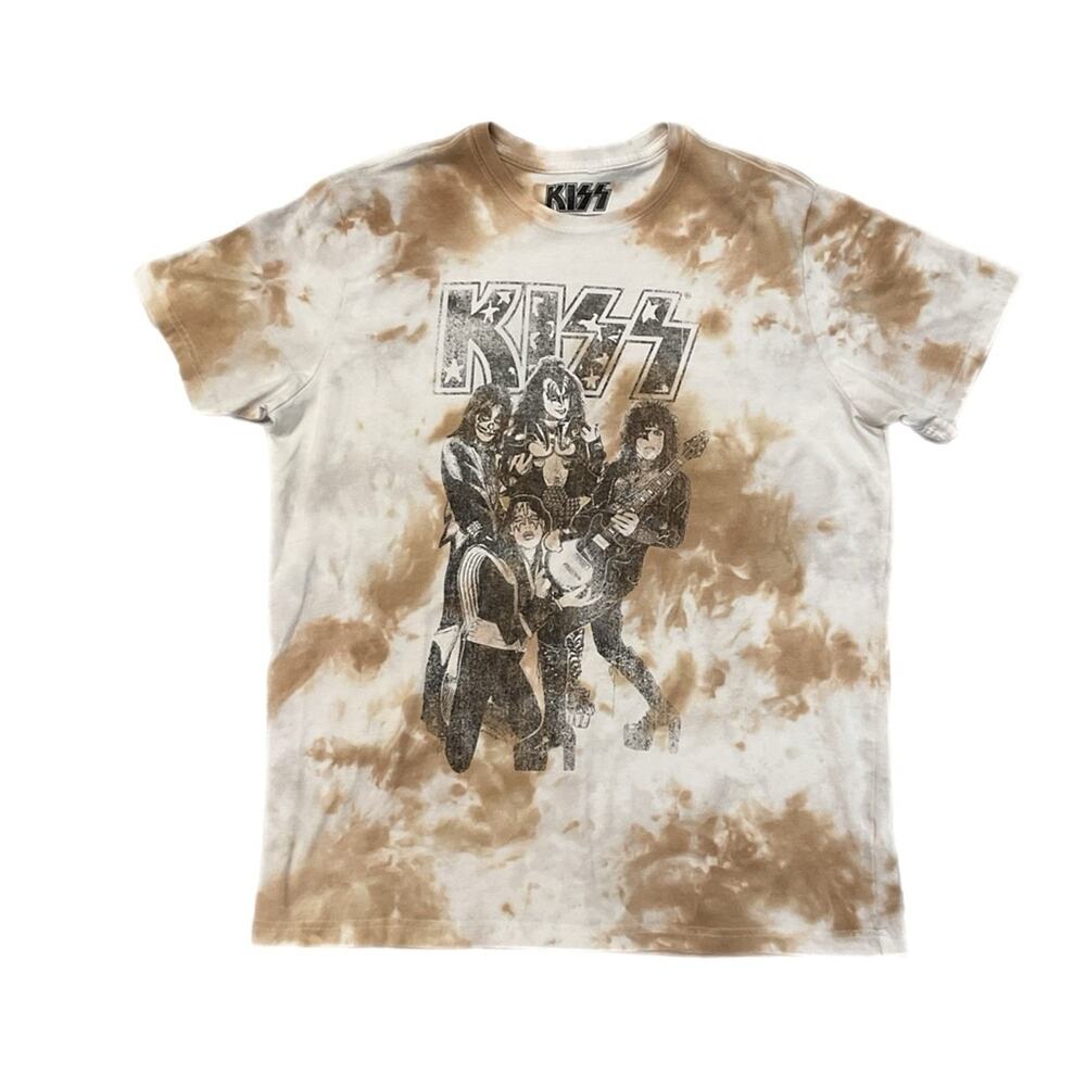 KISS Tie Dye Brown White T-Shirt